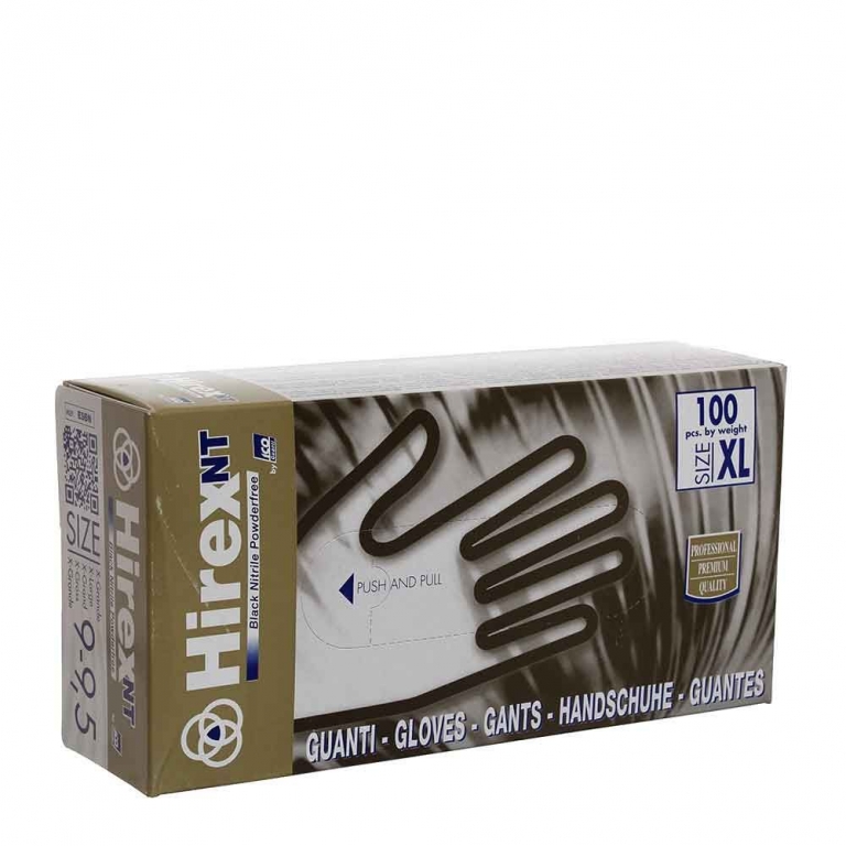 gloves hirex powder free black large x100